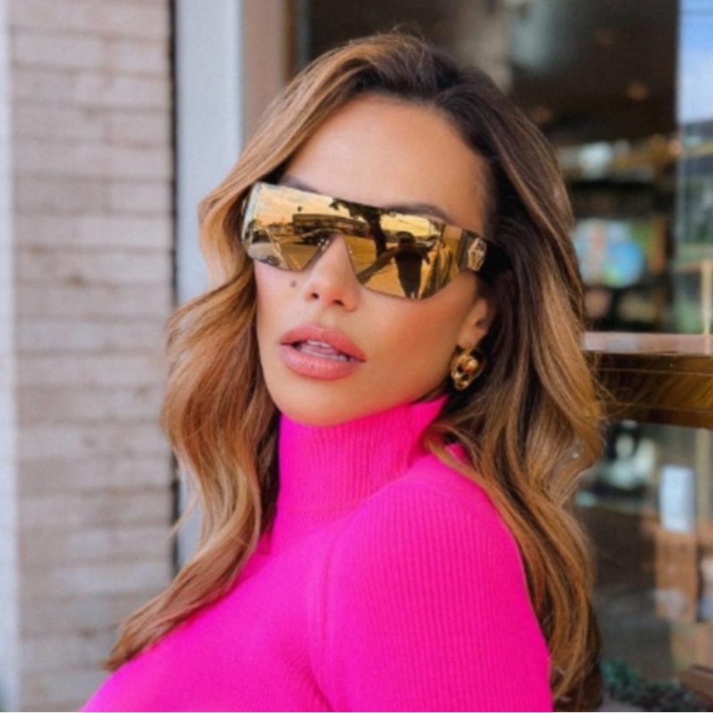NEW PHILIPP PLEIN Sunglasses PLEIN HERO Logo Gold Monogram Mirror In BOX